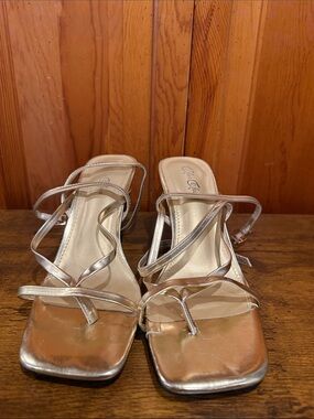 Charles & Keith Metallic Gold Strappy Heeled Sandals